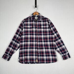 Jachs‎ Men’s Large L Red White Blue Heritage Thick Material Flannel Button Up